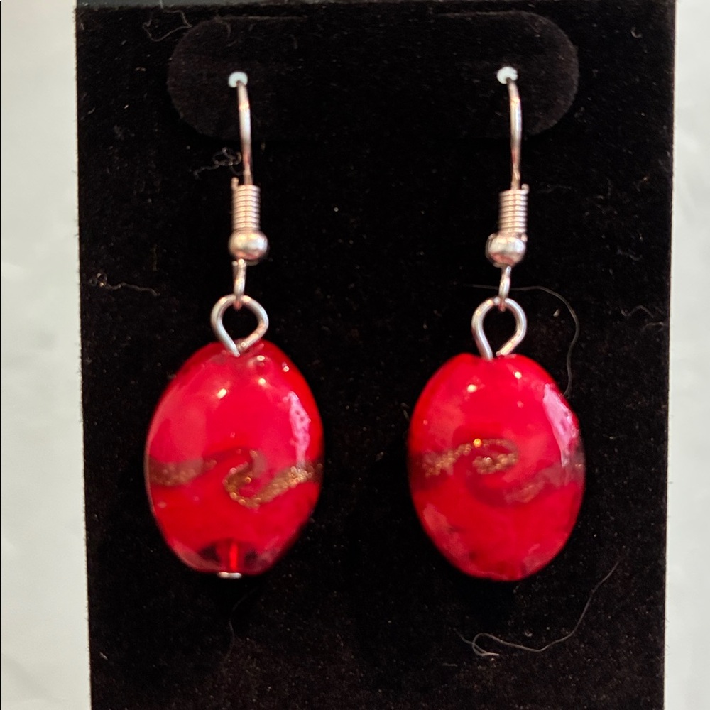 Red bead earrings